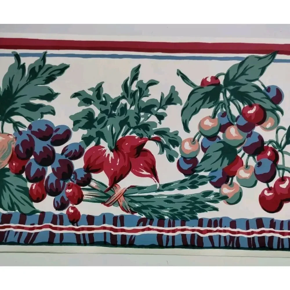 York Pre-pasted Decorative Border -5yds - Vegetables Fruits Floral